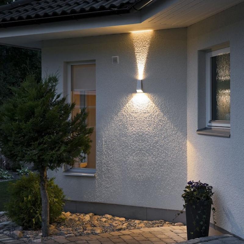 Konstsmide 7911-310 Imola Wandleuchte grau lackiertes Aluminium, klares Acrylglas